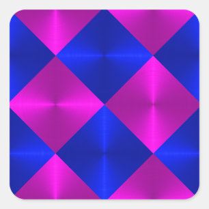 Pink and Blue Metallic Looking Squares Square Sticker