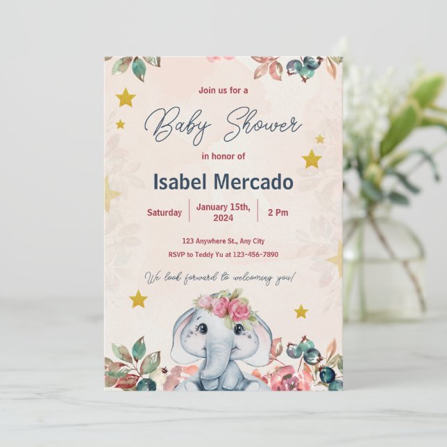 Pink and Blue Modern Baby Shower Invitation  (Standing Front)
