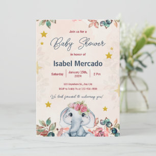 Pink and Blue Modern Baby Shower Invitation 