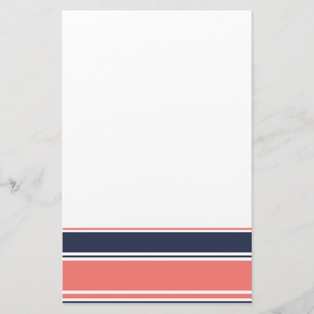 Pink and Blue Modern Stripes Stationery (Front)