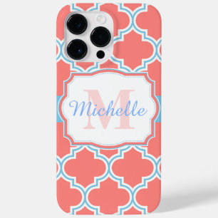 Pink and Blue Moroccan Quatrefoil Case-Mate iPhone 14 Pro Max Case