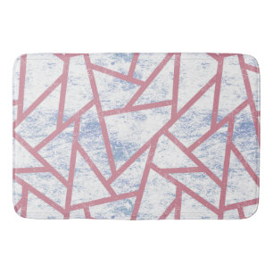 Pink and blue mosaic pattern bath mat