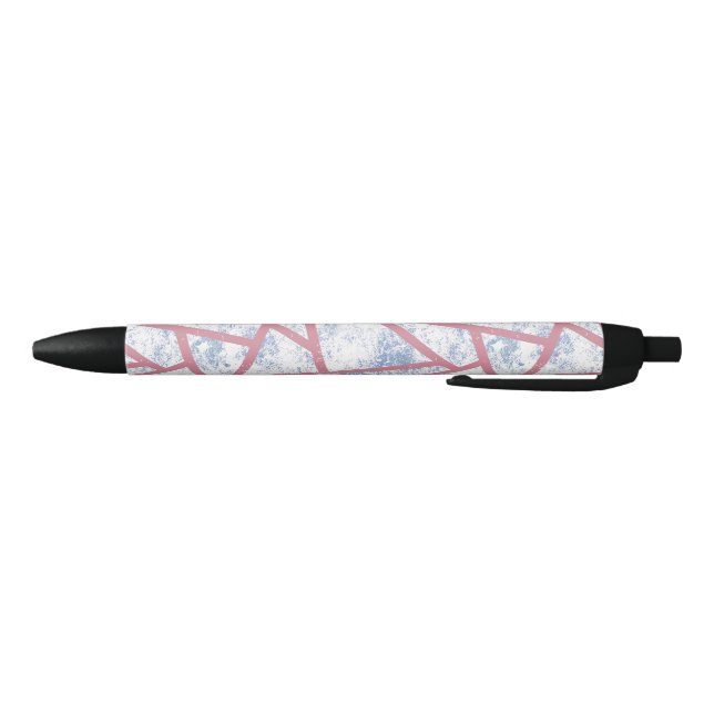 Pink and blue mosaic pattern black ink pen (Bottom)