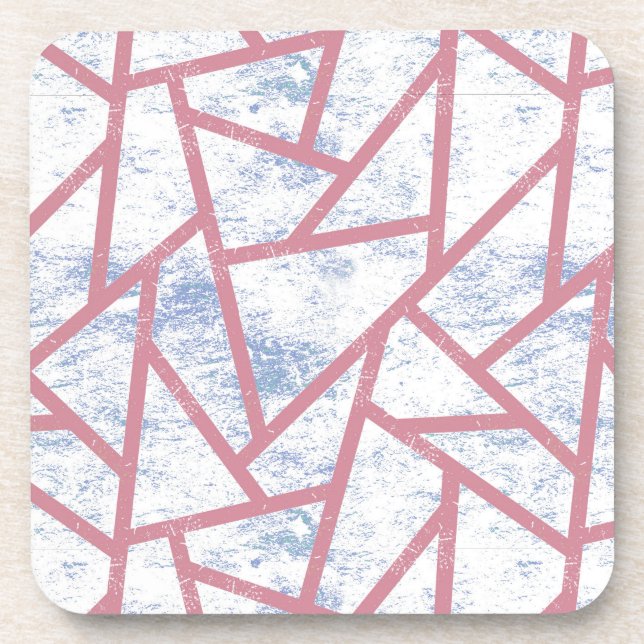 Pink and blue mosaic pattern coaster (Front)