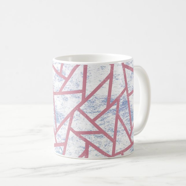 Pink and blue mosaic pattern coffee mug (Front Right)
