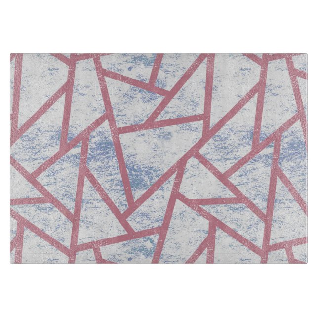 Pink and blue mosaic pattern cutting board (Front)