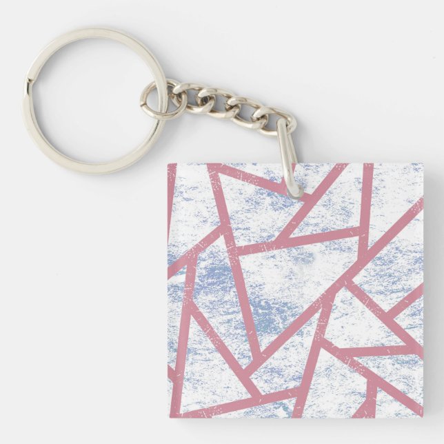 Pink and blue mosaic pattern key ring (Front)
