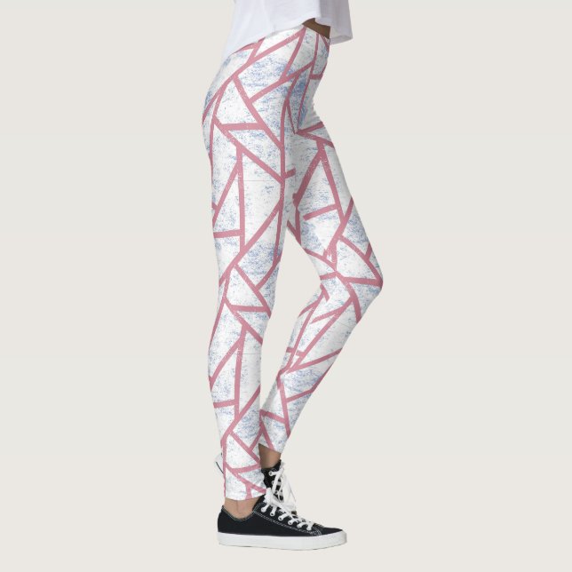 Pink and blue mosaic pattern leggings (Right)
