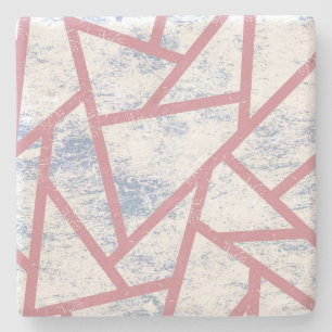 Pink and blue mosaic pattern stone coaster