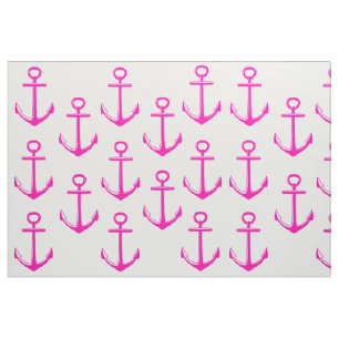 Pink and Blue Nautical Material -pink anchors Fabric