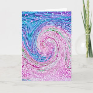 Pink and Blue Ocean Wave Abstract Art Note Card