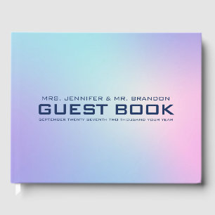 Pink and blue ombre background guest book