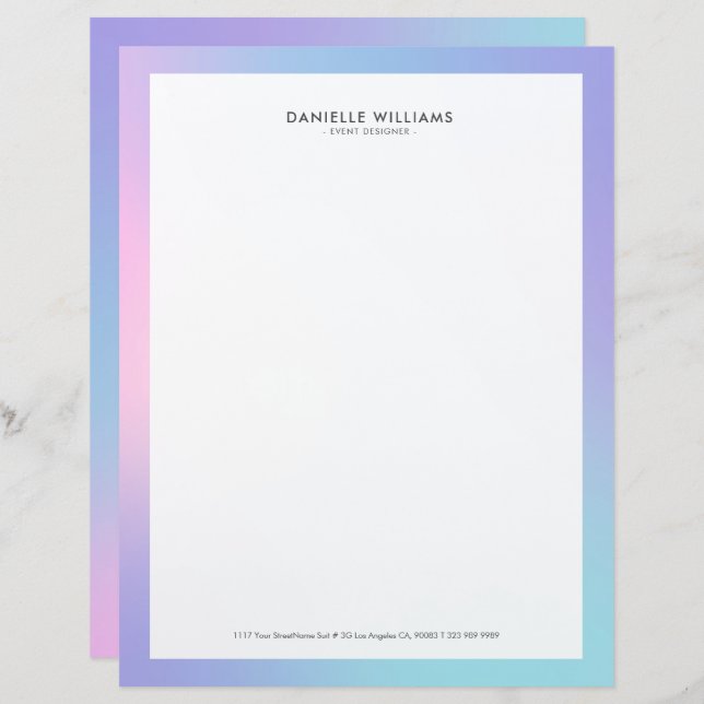 Pink and blue ombre custom letterhead (Front/Back)