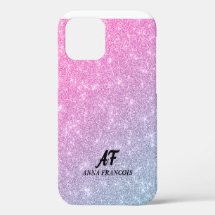 Pink And Blue Ombre Glittered Textured iPhone 12 Pro Case