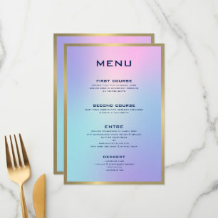 Pink and blue ombre, gold accent menu
