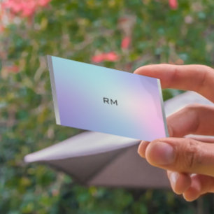 Pink and blue ombre metallic accent business card