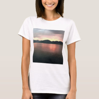 Pink and Blue Ombre Sunset Reflections Landscape T-Shirt