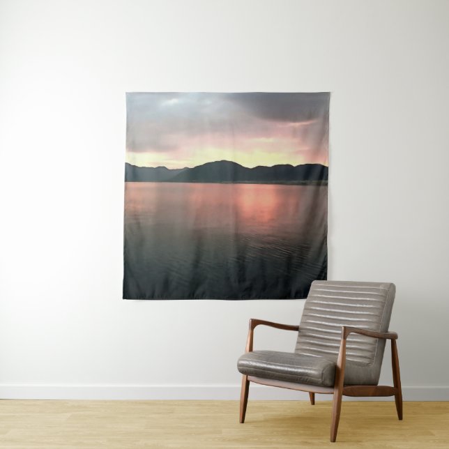 Pink and Blue Ombre Sunset Reflections Landscape  Tapestry (In Situ)