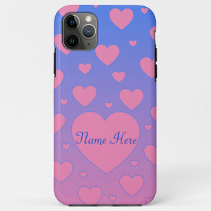 Pink and blue Ombre with pink hearts Case-Mate iPhone Case