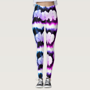 Pink and Blue Orchids Leggings