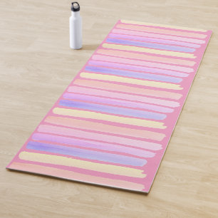 Pink and Blue Paint Stripe Reversible Pastel Yoga Mat