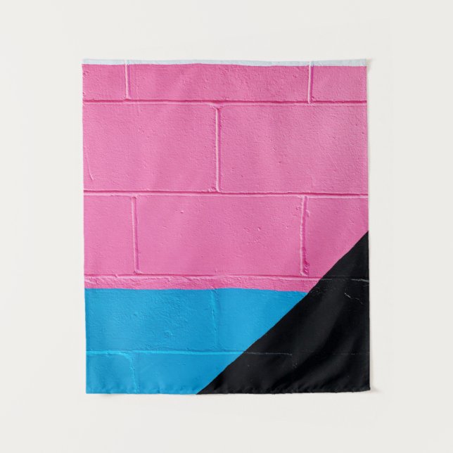 Pink and blue painted wall tapestry (Front)