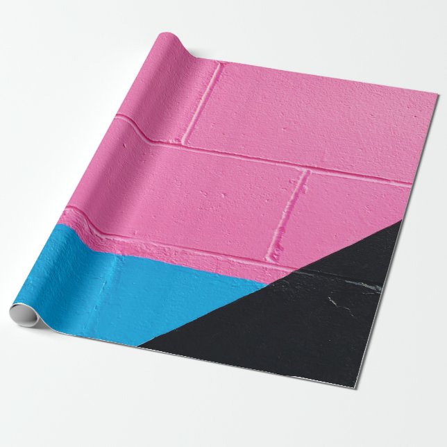 Pink and blue painted wall wrapping paper (Unrolled)
