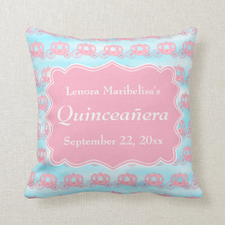 Pink and Blue Pastel Carriages Quinceanera Cushion