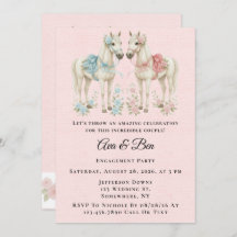 Pink and Blue Pastel Flower Horse Engagement Party