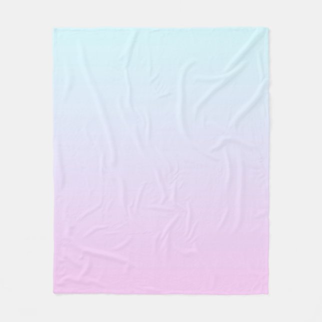 Pink and blue pastel gradient background fleece blanket (Front)