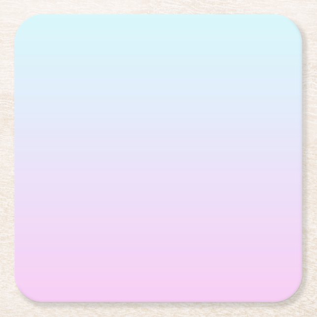 Pink and blue pastel gradient background square paper coaster (Front)