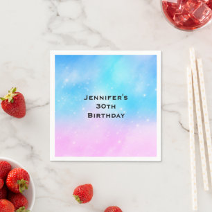 Pink and Blue Pastel Gradient Sky Birthday Napkin