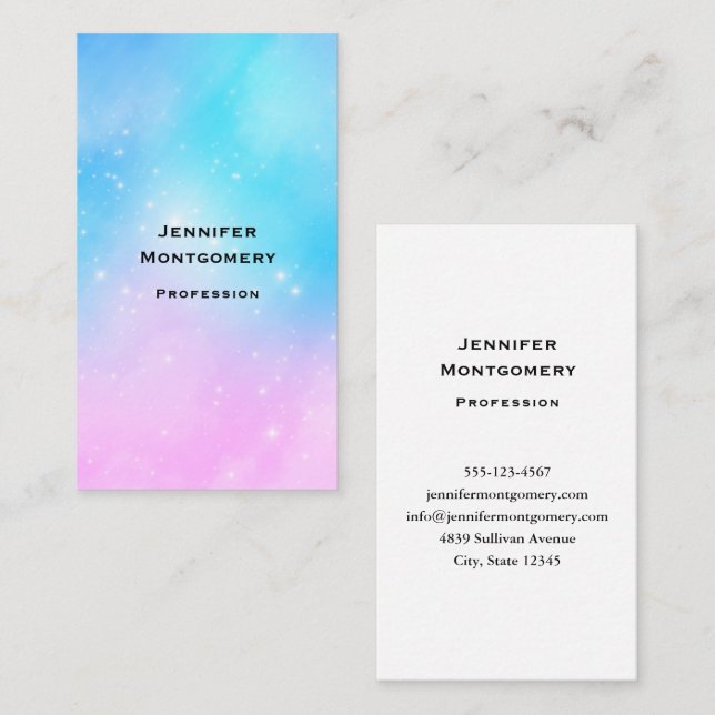 Pink and Blue Pastel Gradient Sky Business Card (Front/Back)