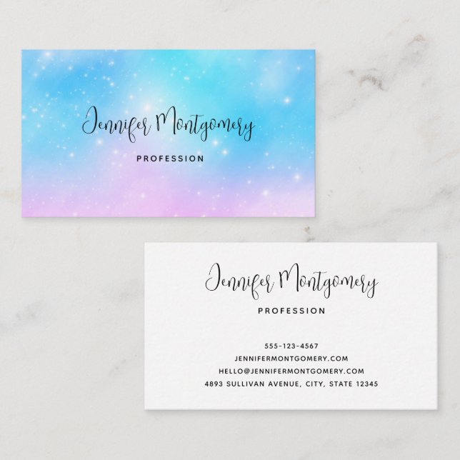 Pink and Blue Pastel Gradient Sky Business Card (Front/Back)