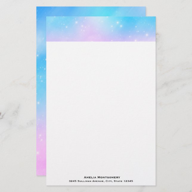 Pink and Blue Pastel Gradient Sky Stationery (Front/Back)