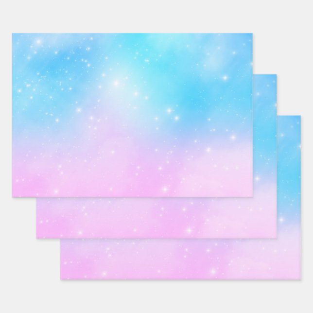 Pink and Blue Pastel Gradient Sky Wrapping Paper Sheet (Set)