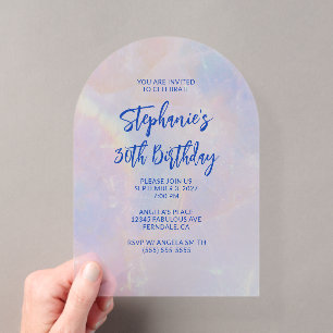 Pink and Blue Pastel Quartz 30th Birthday Acrylic Invitations