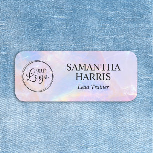 Pink and Blue Pastel Quartz Logo Name Tag