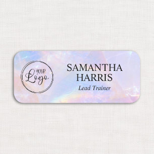 Pink and Blue Pastel Quartz Logo Name Tag