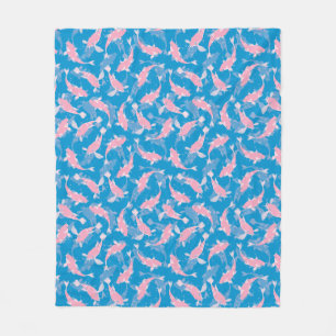 Pink and Blue Pattern - Koi Fish Fleece Blanket