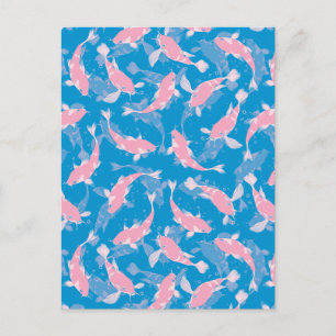 Pink and Blue Pattern - Koi Fish Postcard