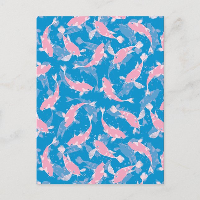 Pink and Blue Pattern - Koi Fish Postcard (Front)