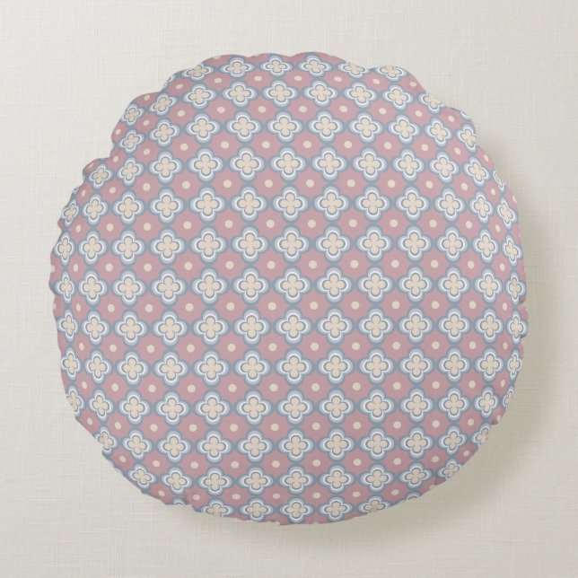 Pink and Blue Pattern Round Cushion (Front)