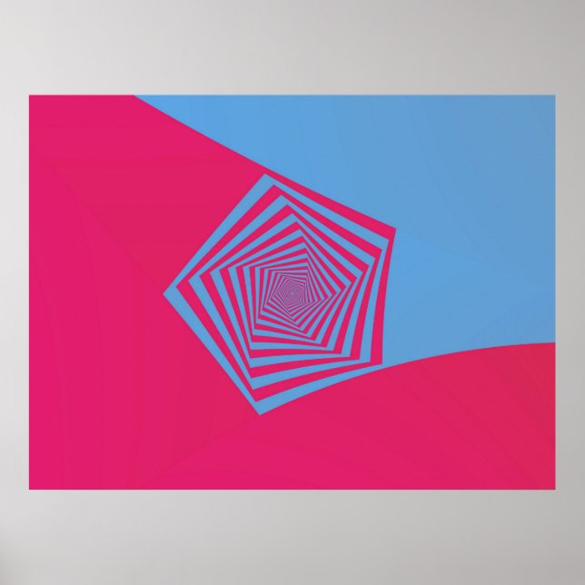 Pink and Blue Pentagon Spiral Poster (Front)