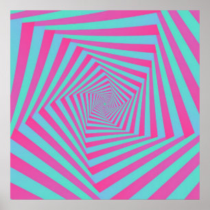 Pink and Blue Pentagon Spiral Poster