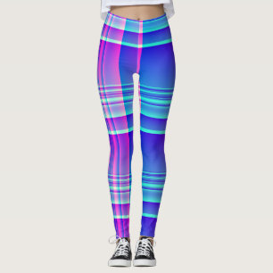 Pink and Blue Plaid Chequered Leggings