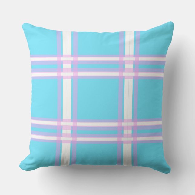 Pink and blue Plaid Cushion (Front)