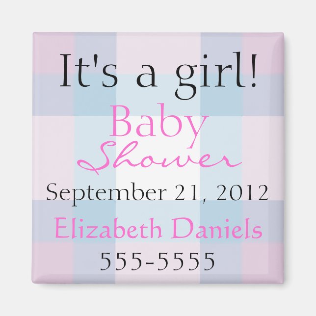 Pink and Blue Plaid Magnet (Front)