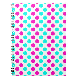 Pink and Blue Polka Dots Spiral Notebook