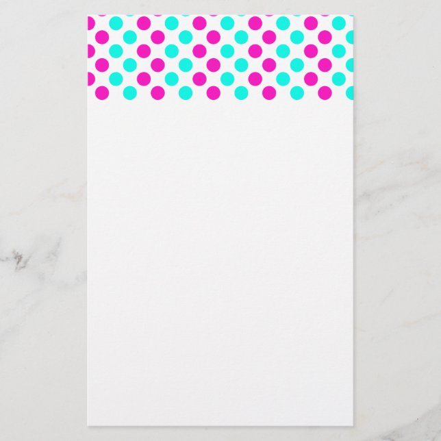 Pink and Blue Polka Dots Stationery (Front)
